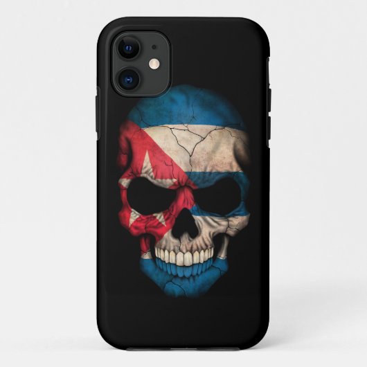 黒のキューバの旗のスカル Case-Mate iPhoneケース (裏面)