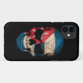 黒のキューバの旗のスカル Case-Mate iPhoneケース (裏面(横))