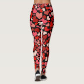 黒のキューピッドの愛ハートの赤いピンクのバレンタイン レギンス (裏面)