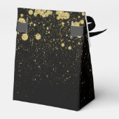 黒のキラキラした金ゴールド紙吹雪 フェイバーボックス (裏面サイド)