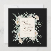 黒のキリスト教の聖書に結婚ある白いバラのフローラ セーブザデート (裏面)