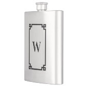 黒のギリシャ鍵模様のボーダー モノグラム フラスク (左)