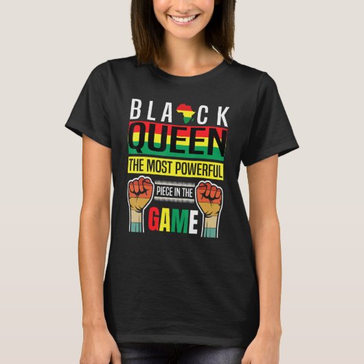 黒のクイーンはゲームで最も強力な作品 Tシャツ (正面)