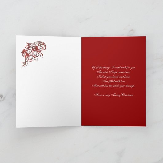 黒のクリスマスの挨拶状のヒイラギフレーム シーズンカード (内部)