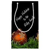 黒のクリスマスオーナメント スモールペーパーバッグ (正面)