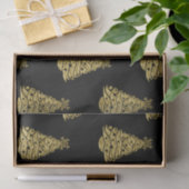 黒のクリスマス背景の金のクリスマスツリー 薄葉紙 (ギフト)