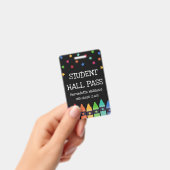 黒のクレヨンと星 カラフルな生徒用ハラパス バッジ (手持ち)