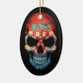 黒のクロアチアの旗のスカル セラミックオーナメント (左)