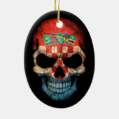 黒のクロアチアの旗のスカル セラミックオーナメント (裏面)