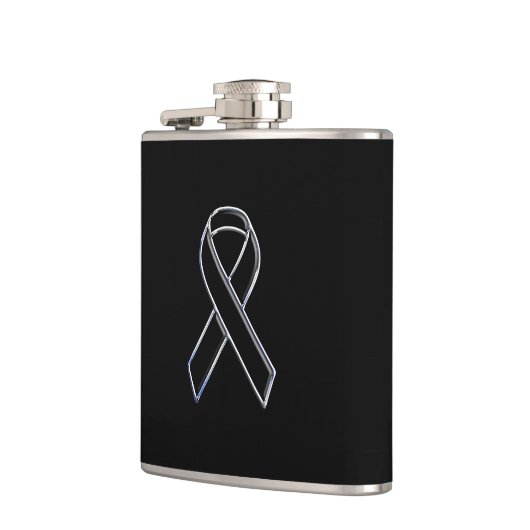 黒のクロムスタイルの黒のリボンの認識度 フラスク (左)