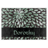 黒のグラデーション緑の花びら カッティングボード (正面)