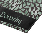 黒のグラデーション緑の花びら カッティングボード (角)