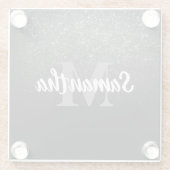 黒のグリッターパターン ガラスコースター (裏面)