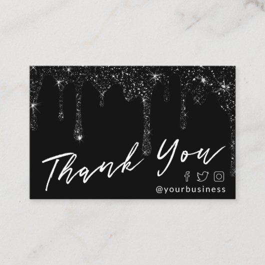 黒のグリッター感謝していは、スクリプトパッケージの挿入 名刺 (正面)