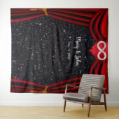 黒のグリッター ダイヤモンド インフィニティ 赤いカーテン タペストリー (インサイチュ(横))