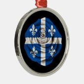 黒のケベックのばら色の旗 メタルオーナメント (右)