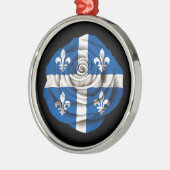 黒のケベックのばら色の旗 メタルオーナメント (左)