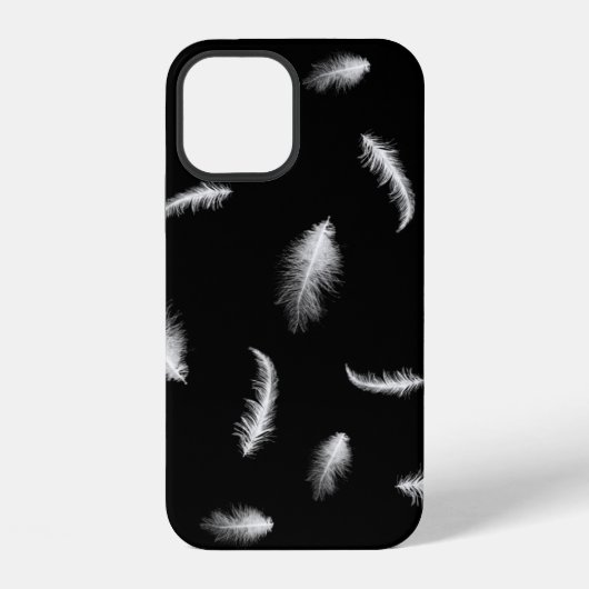 黒のケースメイトiPhoneケース上の白い羽根 iPhoneケース (裏面)