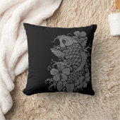 黒のコイの魚の灰色 クッション (ブランケット)