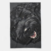 黒のコカプー犬の肖像画のコカプープレゼント キッチンタオル (縦)