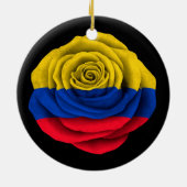 黒のコロンビアのばら色の旗 セラミックオーナメント (裏面)