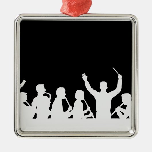 黒のコンダクターおよびバンド白の輪郭 メタルオーナメント (正面)