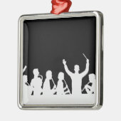 黒のコンダクターおよびバンド白の輪郭 メタルオーナメント (左)