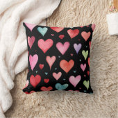 黒のコンテンポラリー子供部屋ハートパターン クッション (ブランケット)