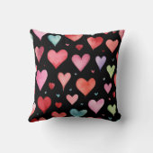 黒のコンテンポラリー子供部屋ハートパターン クッション (裏面)