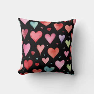 黒のコンテンポラリー子供部屋ハートパターン クッション