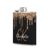 黒のゴールドグリッターが滴るモノグラム輝きエレガント フラスク (左)