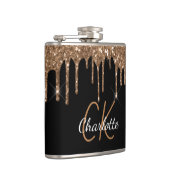 黒のゴールドグリッターが滴るモノグラム輝きエレガント フラスク (右)