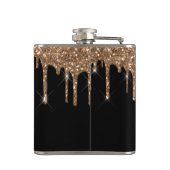 黒のゴールドグリッターが滴るモノグラム輝きエレガント フラスク (裏面)