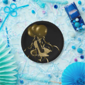 黒のゴールドグリッター ハイ ヒール シューズ 女性の誕生日 ペーパープレート (パーティー)