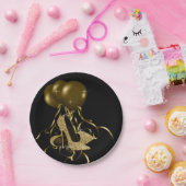 黒のゴールドグリッター ハイ ヒール シューズ 女性の誕生日 ペーパープレート (パーティー)