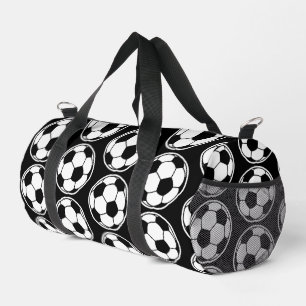黒のサッカーボール柄 スクルボール グラフィックス ダッフルバッグ