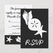 黒のサマーシーズェルズRSVPカード 出欠カード (正面/裏面)