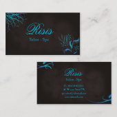 黒のサロンのスパの名刺の青いターコイズ 名刺 (正面/裏面)