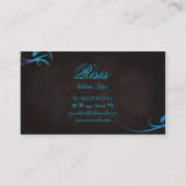 黒のサロンのスパの名刺の青いターコイズ 名刺 (裏面)