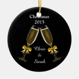 黒のシャンペンフルート セラミックオーナメント