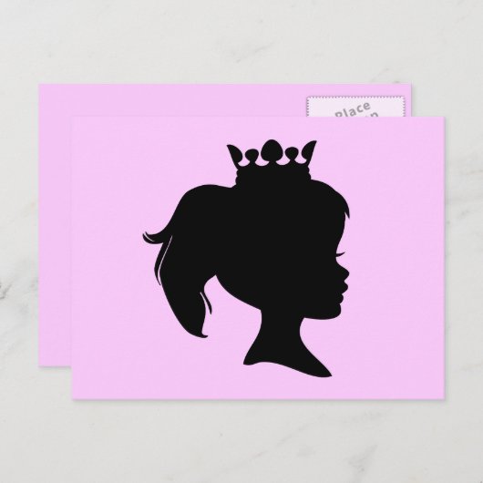 黒のシルエットプリンセスTシャツと贈り物 ポストカード (正面/裏面)