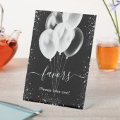 黒のシルバーグリッター風船パーティー景品 台座サイン (インサイチュ)