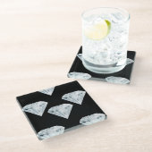 黒のシルバーシャイニーダイヤモンド ガラスコースター (アングル)