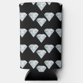 黒のシルバーシャイニーダイヤモンド スリム缶クーラー (正面)