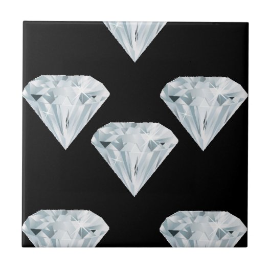 黒のシルバーシャイニーダイヤモンド タイル (正面)