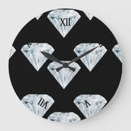 黒のシルバーシャイニーダイヤモンド ラージ壁時計