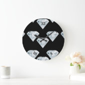 黒のシルバーシャイニーダイヤモンド ラージ壁時計 (ホーム)