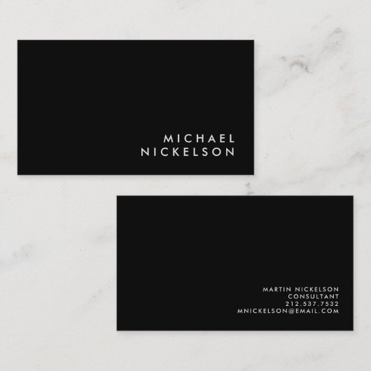 黒のシンプルでクラシックで男らしい|の名前 名刺 (正面/裏面)