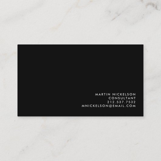 黒のシンプルでクラシックで男らしい|の名前 名刺 (裏面)