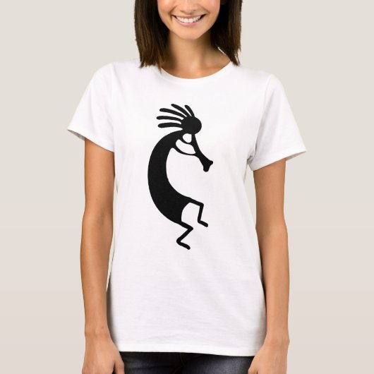 黒のシンプルなココペリの絵 Tシャツ (正面)